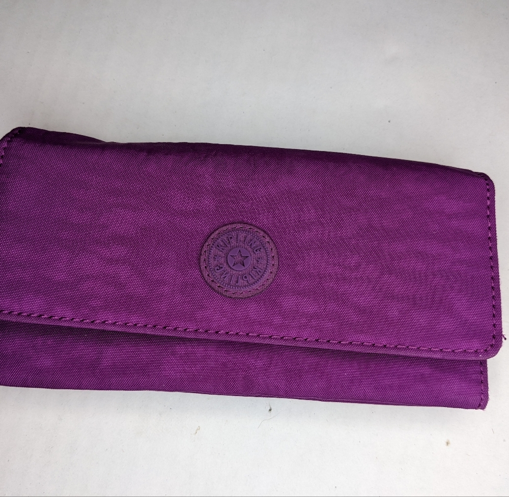 Kipling Teddi Large Nylon Snap Wallet Organizer Bold Purple